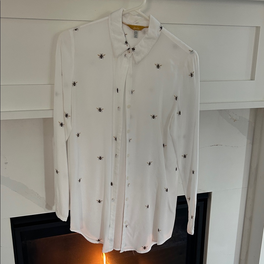 Joules White Bee Button-Up Shirt size 4